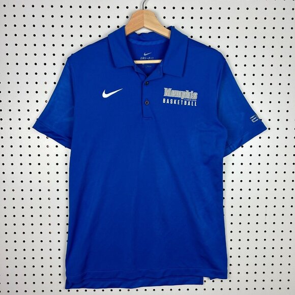 Memphis Tigers Basketball Polo Shirt Medium‎ Blue Nike Dri-fit Team Issued READ - Picture 2 of 7